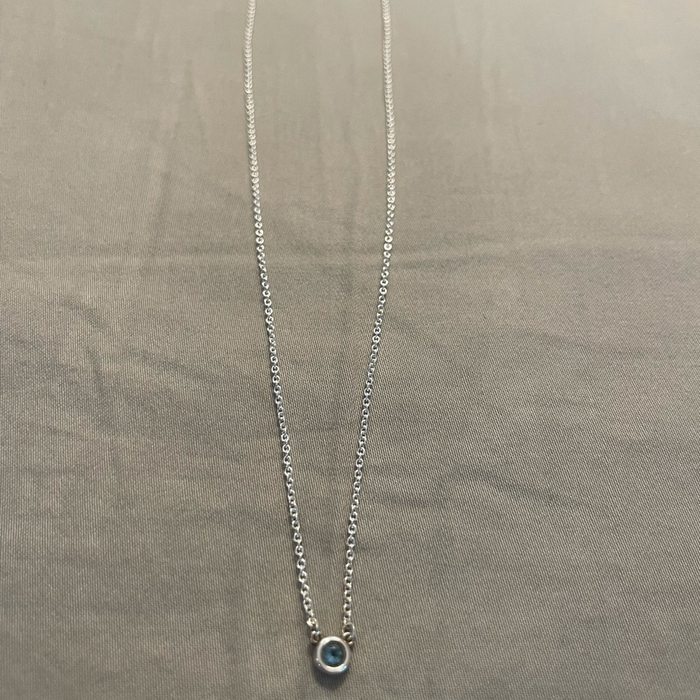 Authentic Tiffany & Co. color by the yard Aquamarine sterling silver necklace.